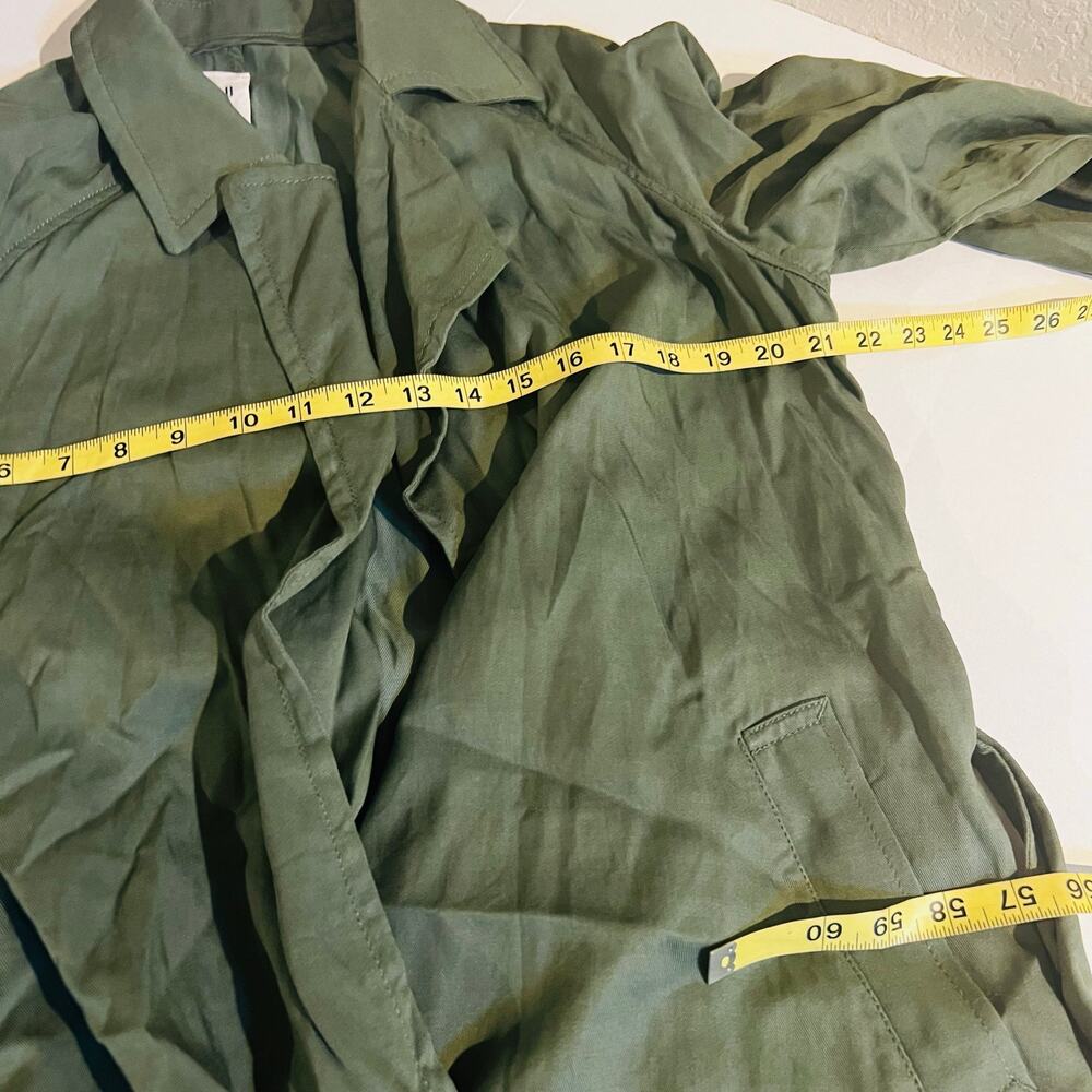 Gap Draped Belted  Open Front Long Jacket Size MP Medium Petite New Green - Picture 5 of 7